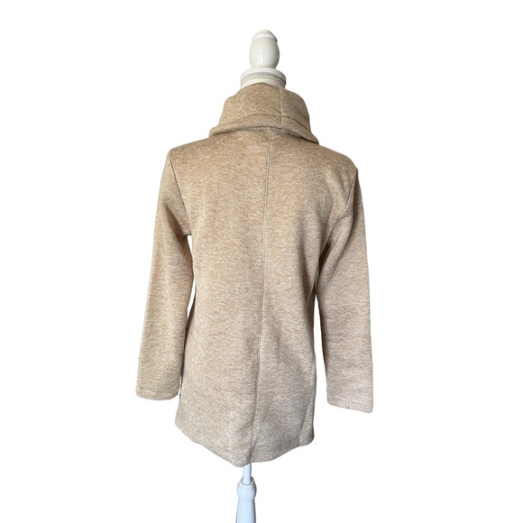 LANDS END sweater Size S Beige Melange Tunic Cowl Neck Long Sleeve Casual Cozy - Picture 3 of 6